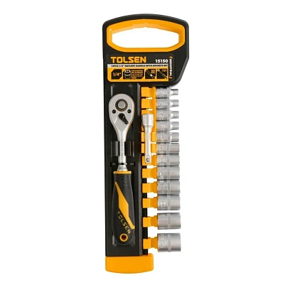 Набор головок торцевых с трещоткой 1/4, 4-14 мм, 14 предм. TOLSEN ТТ15150