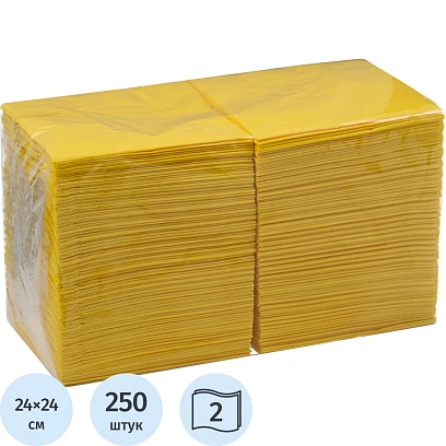 Салфетки бумажные 2 сл. 24х24 желтые 250 шт./уп