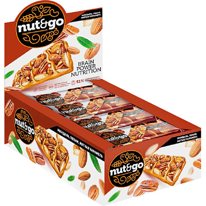 Батончик миндальный NUT N GO с пеканом КА,18 шт /уп КВК335