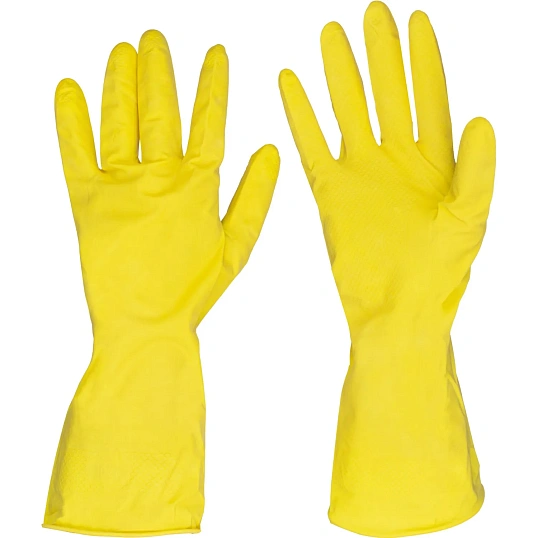 Перчатки Luscan резиновые латекс хлопковое напыление желтые р M (5 пар/уп)