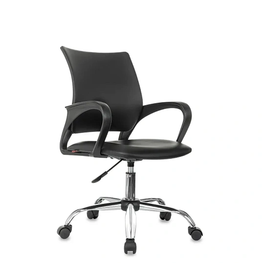 Кресло БР Комус Мебель Echair 396 LT, экокожа, черный, хром