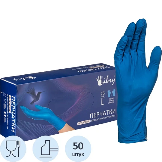 Перчатки однораз. латекс.Libry,н/с,н/о,High Risk(арт.KHR003),(L)25пар/уп,ПС