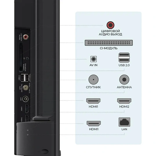 Телевизор Триколор H55UC2, SMART TV, 55, Ultra HD, 4K, голос, черный