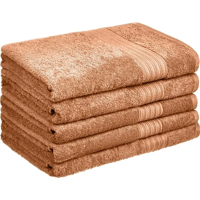 Набор полотенец махровых Luscan/бордюр 400г/м2, 70х140 беж, 5 шт/уп