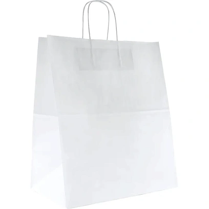 Пакет бумажный 320х200х370 мм, 80 гр/м2, с круч. ручками, белый, 200 шт/уп