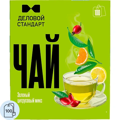 Чай Деловой Стандарт зеленый цитрусовый микс 2гх100пак