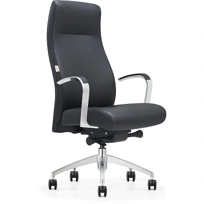 Кресло ЮФК Комус Мебель Easy Chair 501, экокожа, черный, алюминий