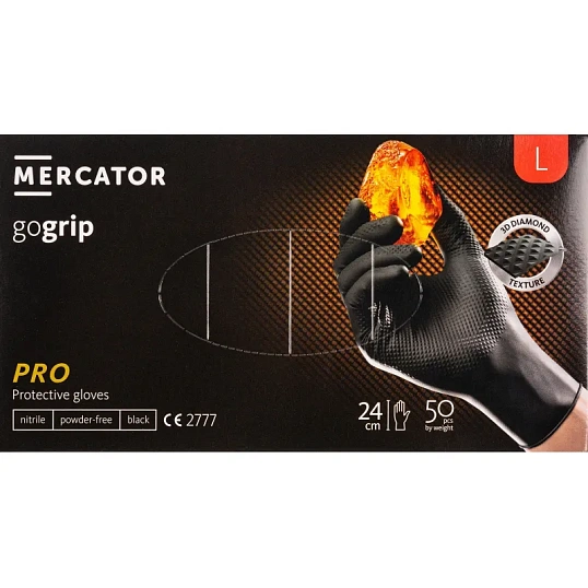 Перчатки одноразовые нитрил GOGRIP BLACK цв.черный (25 пар/уп) р.L,ПС