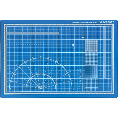 Коврик для резки TOPFORT 5ти-слойный А3 (45х30см),2х-сторонний,синий