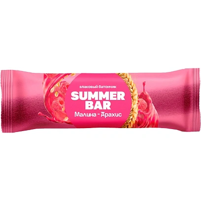 Батончик Summer Bar злаковый с малиной и арахисом, 30гx16шт/уп