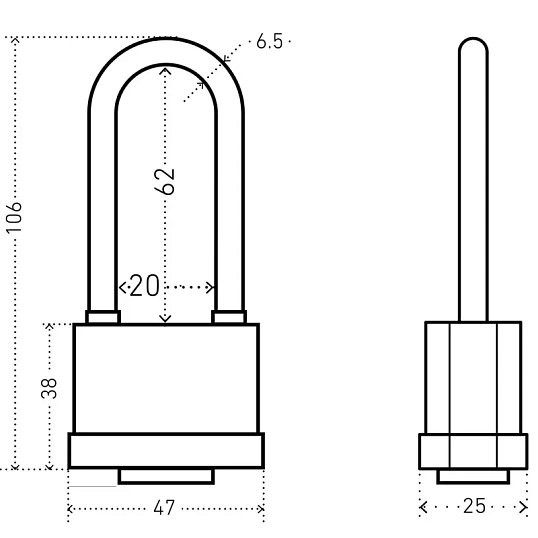 Замок навесной всепог_УЗК Аллюр ВС1Ч-374ПД (47xd=6,5x62)чугун чер(дл.д/6кл)