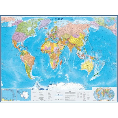 Карта  настенная Мир политическая 1:16млн.2,17х1,60м,КН128
