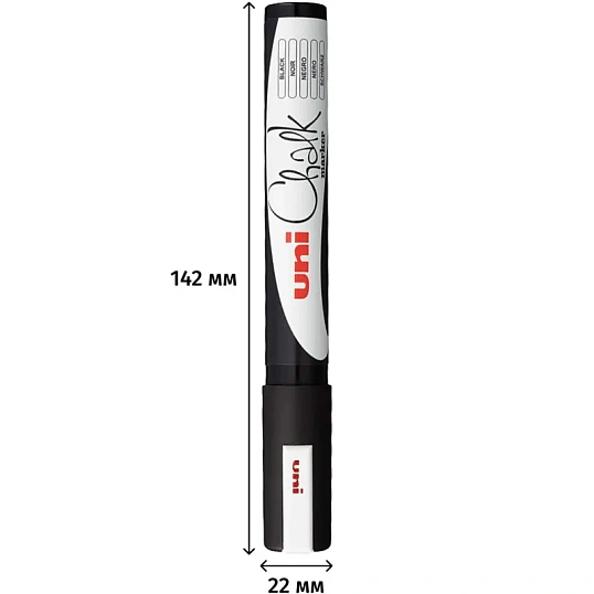 Маркер меловой UNI PWE-5M, чёрный, 1.8-2.5 мм.