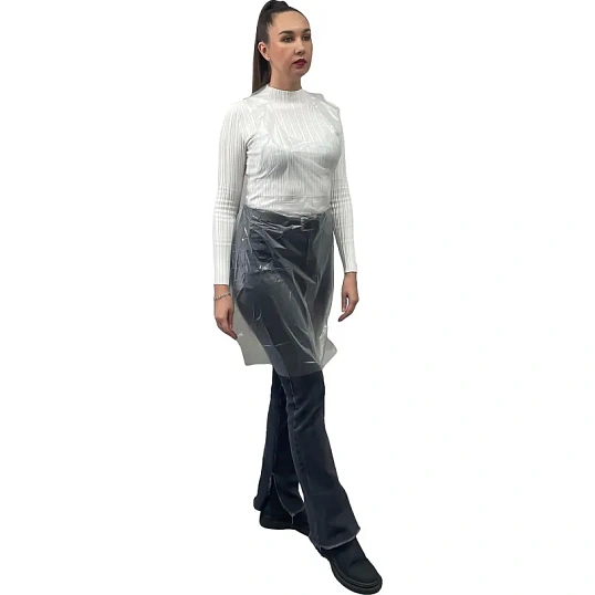 Фартук одноразовый ПНД 76x120см голубой 6мкр 100шт/уп