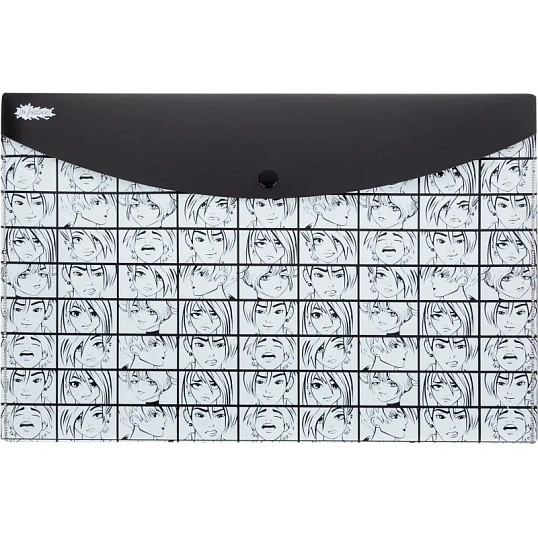 Папка-конверт на кнопке А4 №1 School Аниме Комикс, 180 мкм, 3шт/уп