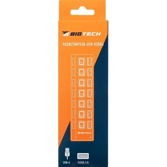 Разветвитель USB  HS006 выключатель/USB 3.0x7/черный