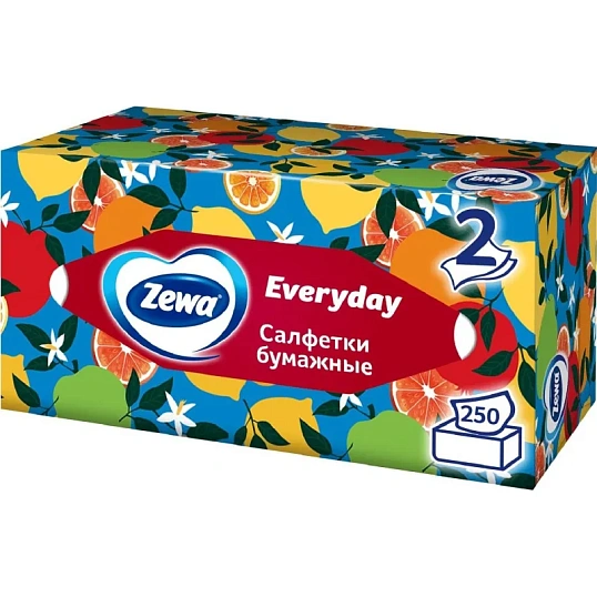 Салфетки косметические ZEWA Everyday 2-сл 250шт/уп 8679