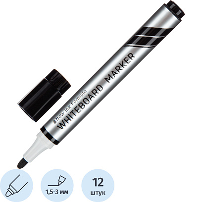 Маркер для белых досок Deli Think 2 мм черный кругл.нак.EU00120