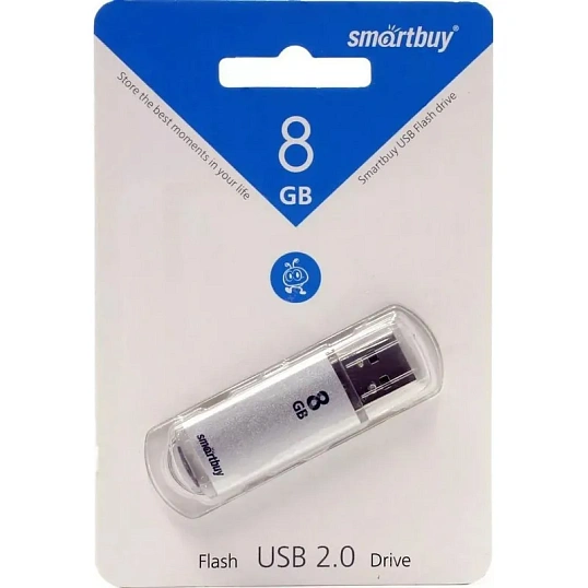 Флеш-память Smartbuy V-Cut, 8Gb, USB 2.0, сереб, SB8GBVC-S