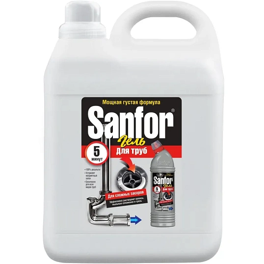 Средство для прочистки труб SANFOR сложные засоры 5 л