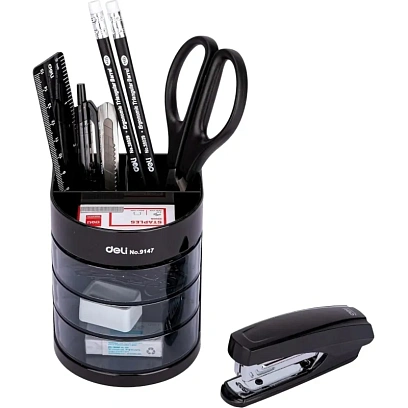 Набор настольный Deli E38253 12 предметов черный