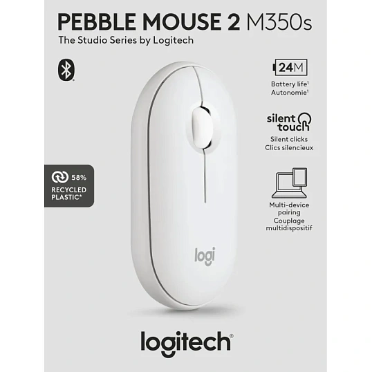 Мышь компьютерная Logitech беспр. M350S Pebble 2 BT TONAL WHITE 910-007013