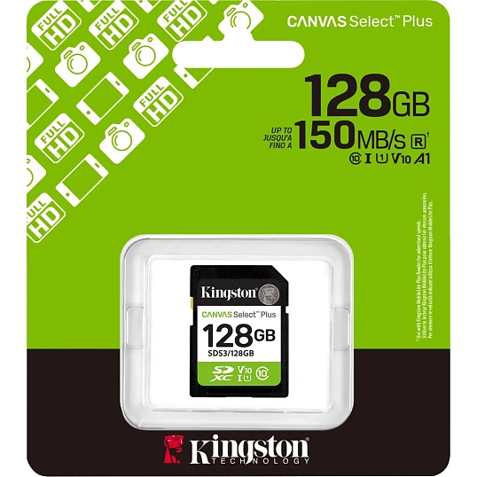 Карта памяти SDXC Kingston, 128GB, Canvas Select Plus Gen3 SDS3/128GB