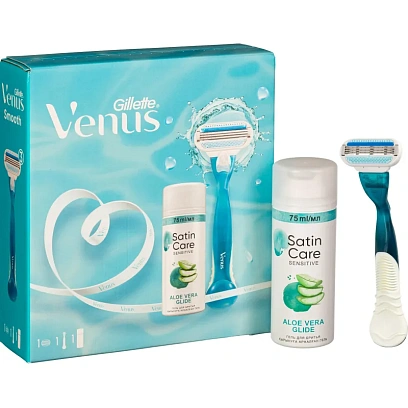 Подарочный набор Gillette Venus бритв Smooth и гел д/бр Satin Care 75мл муж