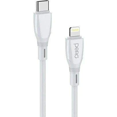 Кабель PERO DC11 PD Type-C to Lightning, 27W, 2m, White