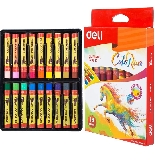 Пастель масляная Deli ColoRun 18 цв/наб EC20210