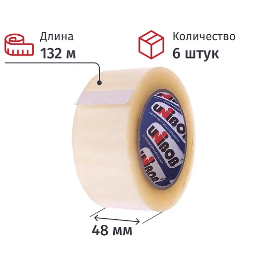 Клейкая лента UNIBOB 48х132 прозрач. 40мкр 6 шт/уп