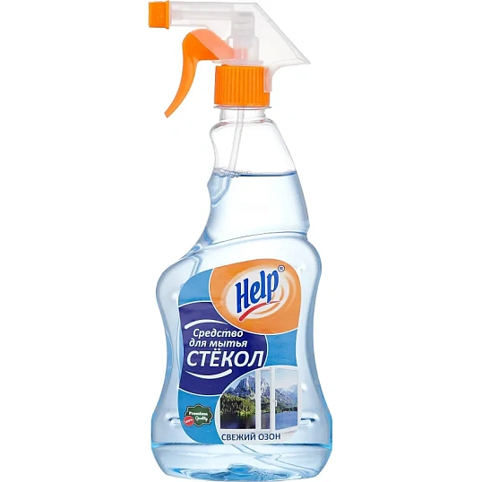 Средство для стекол и зеркал HELP с курком 500мл Свежий озон