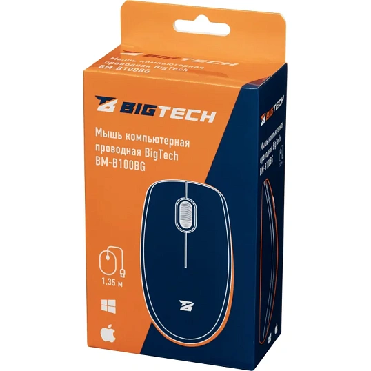 Мышь компьютерная Bigtech BM-B100BG черный/серый