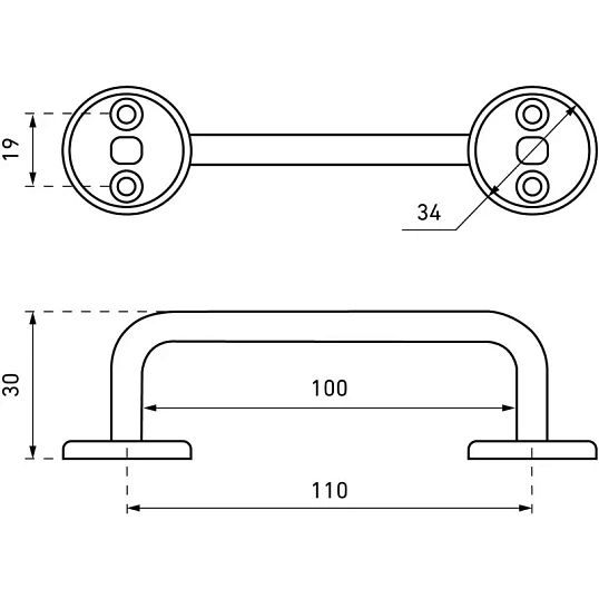 Ручка _УЗК_скоба дв. Киров Секрет РС-100 бронза инд.уп (17068)
