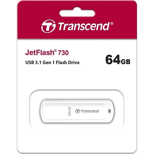 Флеш-память Transcend JetFlash 730, 64Gb, USB 3.1 G1, бел, (TS64GJF730)