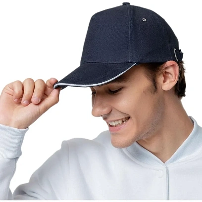 Бейсболка Classic, темно-синяя с белым кантом