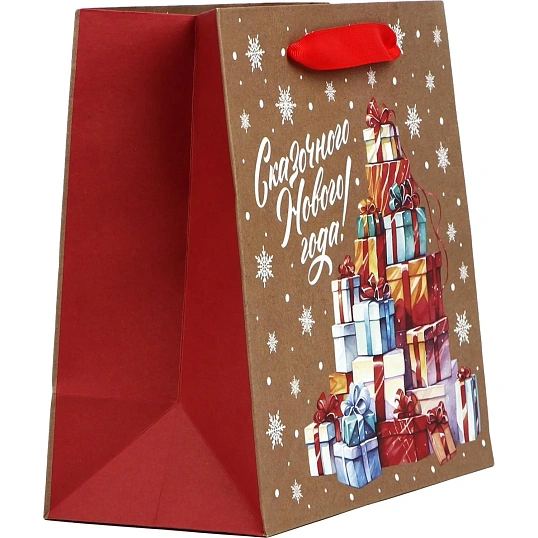 Пакет крафтовый квадратный 'Сказочные подарки', 22 x 22 x 11см 10335283 НГ