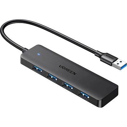 Разветвитель USB UGREEN CM219(35574)Хаб 4-Port USB3.0 USB-C pow. каб:1м чер