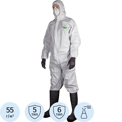 Комбинезон одноразовый защитный с капюш MicroMAX NS белый р-р XXL (EMN428)