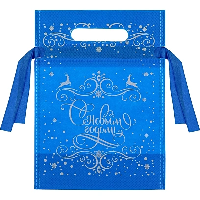 Мешочек для подарков Ледяной узор, 24x18x9см, голубой, НУ-6243