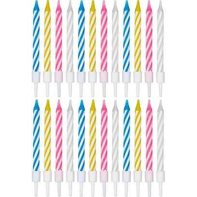 Свеча для торта -мини 2-х цветные 24шт/уп с держателями 6см (6024918)MC