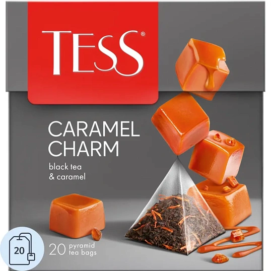 Чай Tess Caramel charm черный с добавками, 1,8гх20пир 0883-12