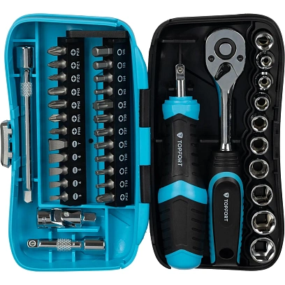 Набор отверток Topfort с трещоткой, битами, головками, 39 предм (549139)