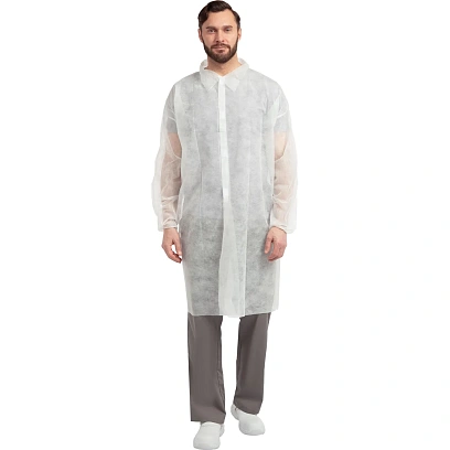 Халат на липучках 20гр/м2 р.XXXL, белый (10шт/упак),арт.406-878-004,к