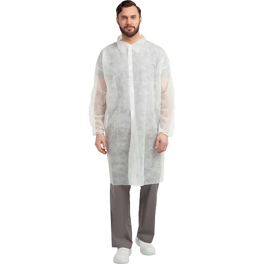 Халат на липучках 20гр/м2 р.XXXL, белый (10шт/упак),арт.406-878-004,к