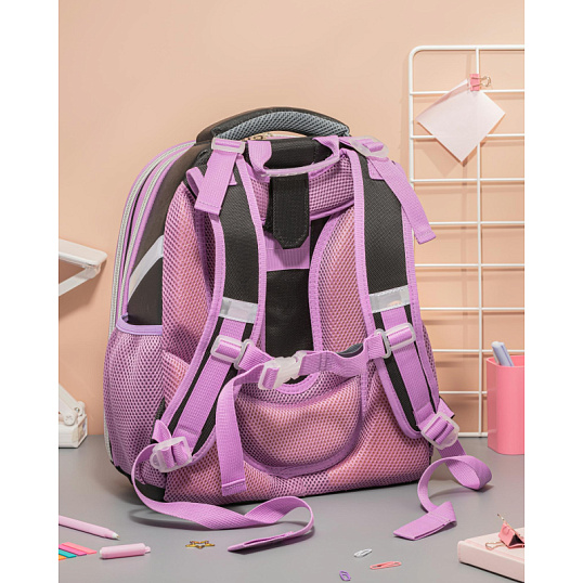 Ранец Комус Класс LEO сиреневый,Basic, 2 отд., эргоном. Спинка