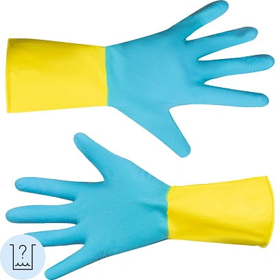 Перчатки хозяйственные Gloves Lux BICOLOR сине-желтые р.S