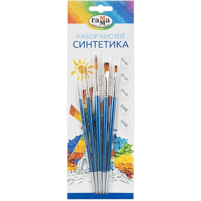 Набор кистей Гамма Синтетика 5 шт кр№ 1,3,5 пл № 5,8, 280618.09.06