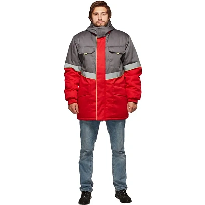 Куртка рабочая зимняя муж з43-КУ крас/сер (р.56-58) 170-176 (серия З)