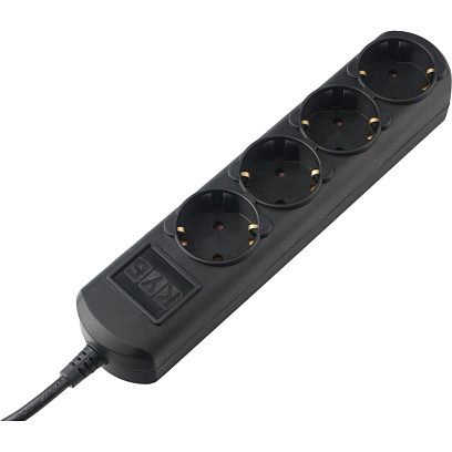 Удлинитель Power Cube 5м, 4р, без выкл., 10А черн. (PC-1B-5M)